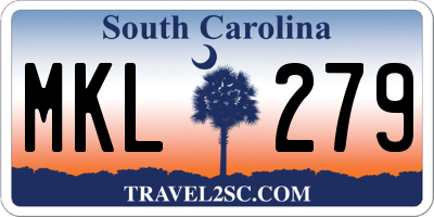 SC license plate MKL279