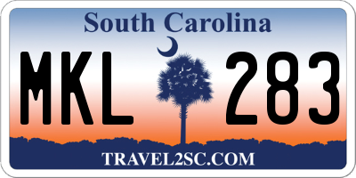 SC license plate MKL283