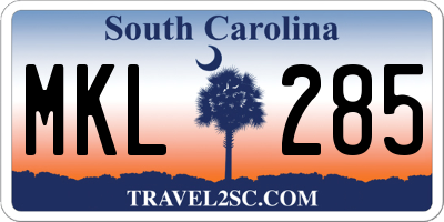 SC license plate MKL285
