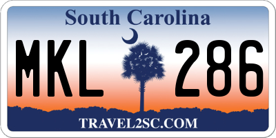 SC license plate MKL286