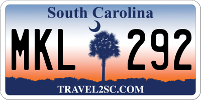 SC license plate MKL292