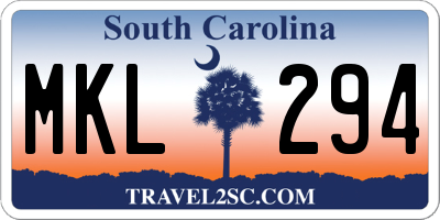 SC license plate MKL294
