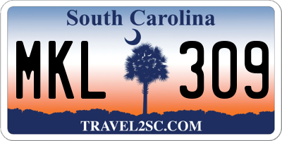 SC license plate MKL309