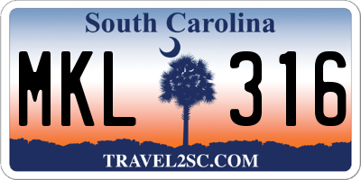 SC license plate MKL316