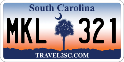 SC license plate MKL321