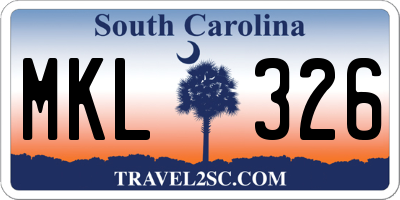 SC license plate MKL326