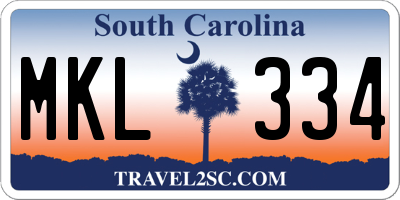 SC license plate MKL334