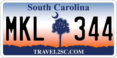 SC license plate MKL344