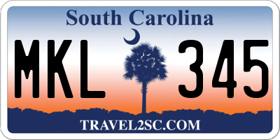 SC license plate MKL345