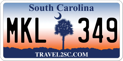 SC license plate MKL349