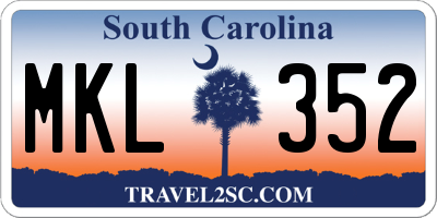 SC license plate MKL352