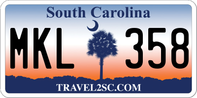 SC license plate MKL358