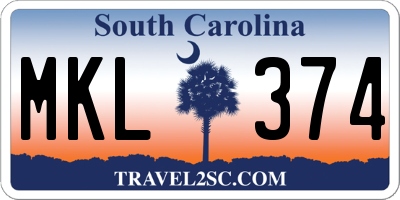 SC license plate MKL374