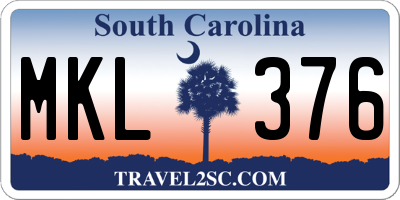 SC license plate MKL376