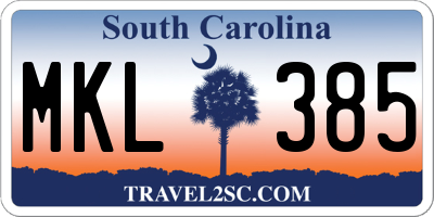 SC license plate MKL385