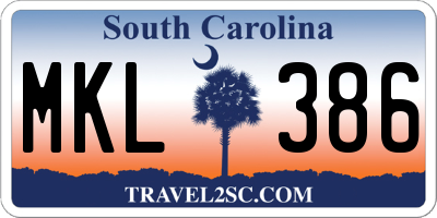 SC license plate MKL386