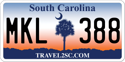 SC license plate MKL388