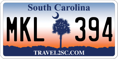 SC license plate MKL394