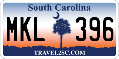 SC license plate MKL396