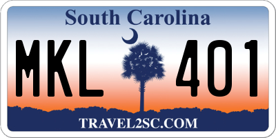 SC license plate MKL401
