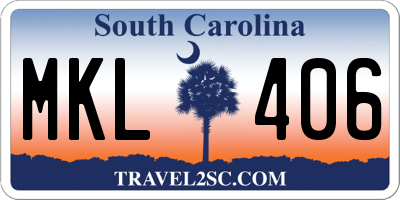 SC license plate MKL406