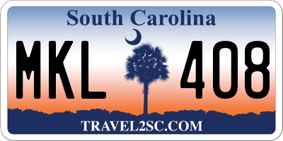 SC license plate MKL408