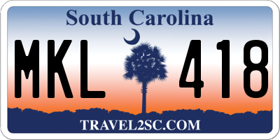 SC license plate MKL418
