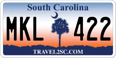 SC license plate MKL422