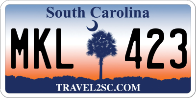 SC license plate MKL423