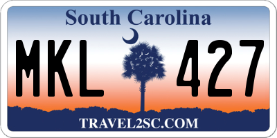 SC license plate MKL427