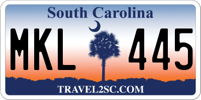 SC license plate MKL445