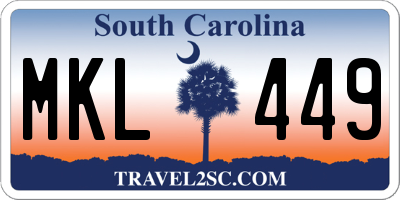 SC license plate MKL449