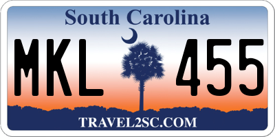 SC license plate MKL455