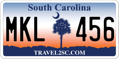 SC license plate MKL456