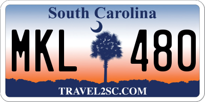 SC license plate MKL480