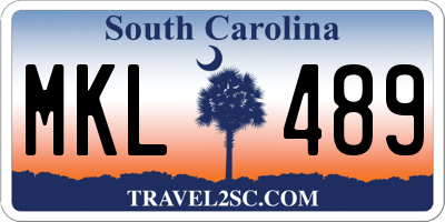 SC license plate MKL489