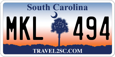 SC license plate MKL494