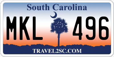 SC license plate MKL496