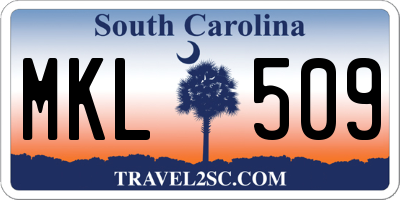 SC license plate MKL509