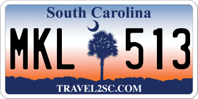 SC license plate MKL513