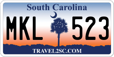 SC license plate MKL523
