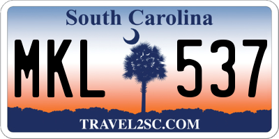 SC license plate MKL537