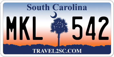 SC license plate MKL542