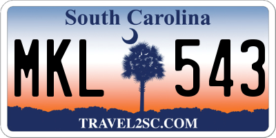 SC license plate MKL543