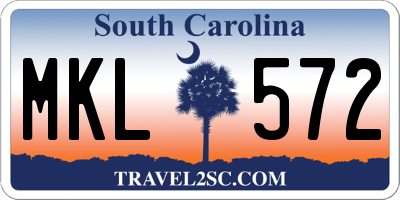 SC license plate MKL572