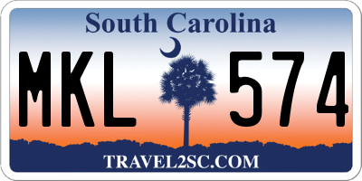 SC license plate MKL574