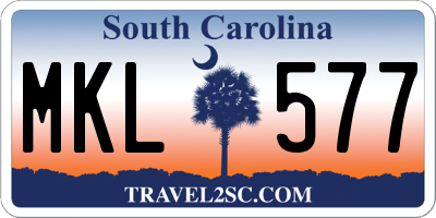 SC license plate MKL577
