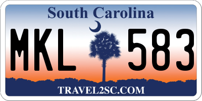 SC license plate MKL583