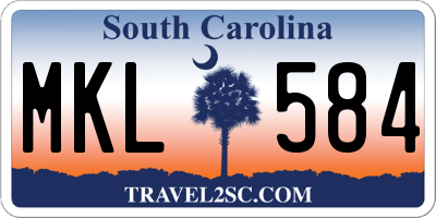 SC license plate MKL584