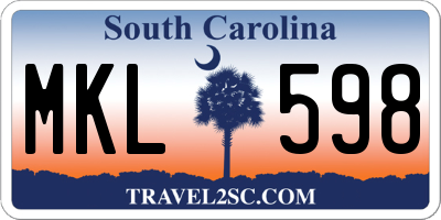 SC license plate MKL598